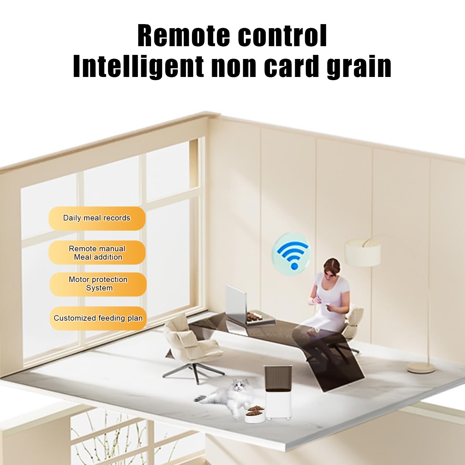 Mangiatoia automatica per gatti, mangiatoia intelligente per animali domestici abilitata al WiFi, dispenser di cibo per cani e gatti, doppia ciotola, archiviazione trasparente da 5 l, alimentazione a
