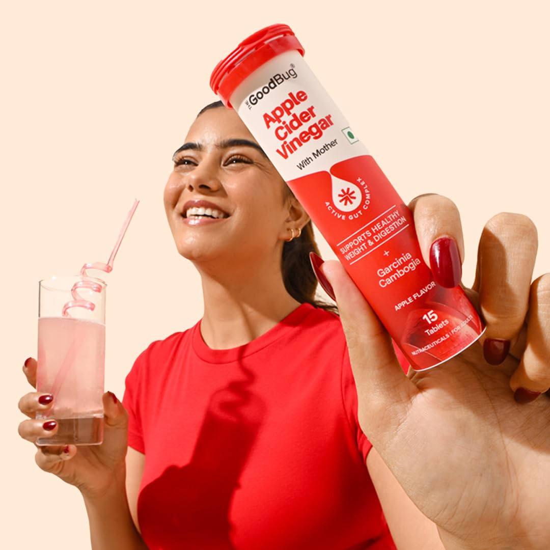 The Good Bug Apple Cider Vinegar Effervescent with Mother - 60 Tablets | Vit B6 & B12 | Buy2Get2FREE | Boosts Metabolism, Controls Cravings | 500mg ACV, 500mg Garcinia | No Added Sugar, No Maltodextrin 1