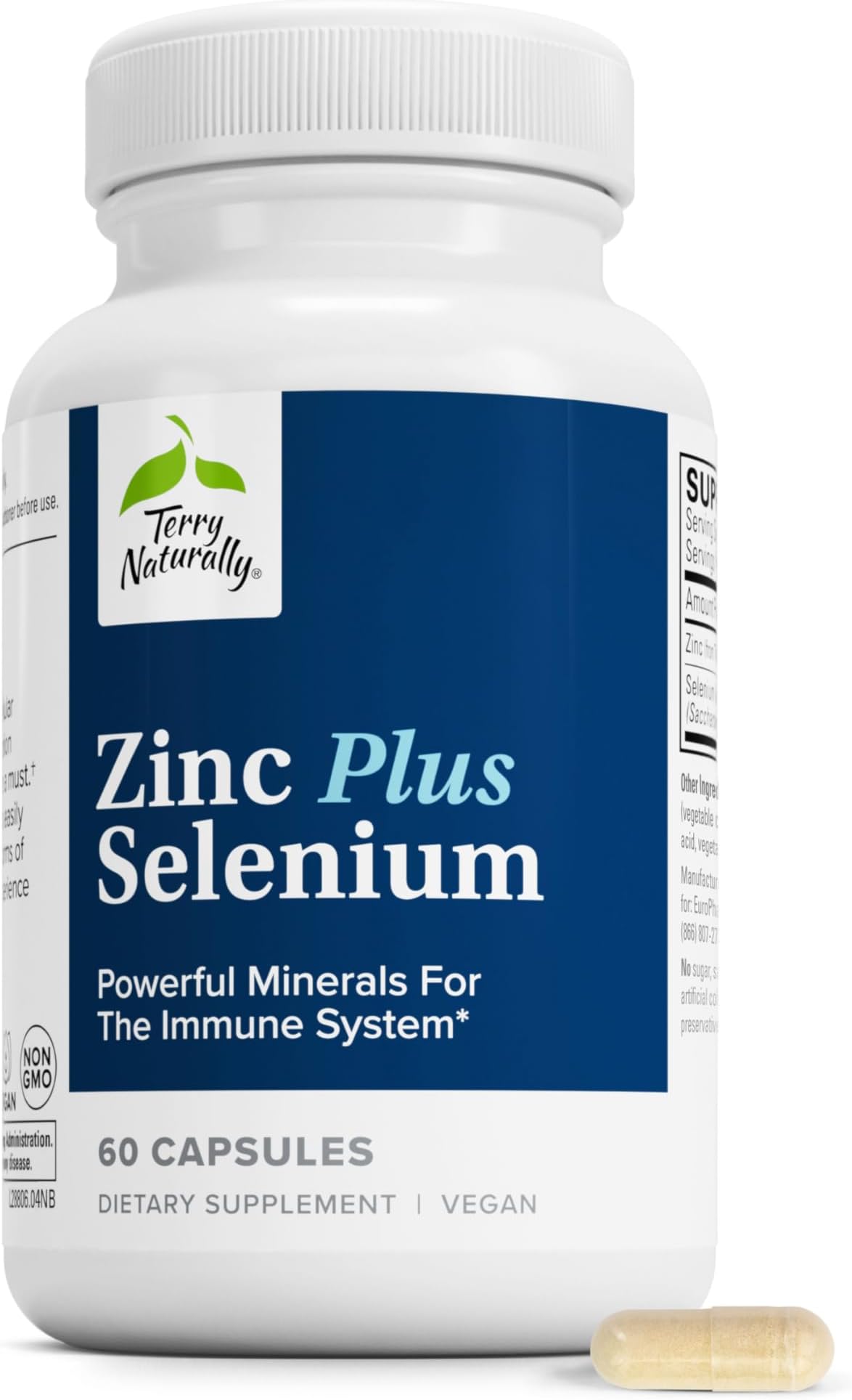Terry Naturally, Zinc Plus Selenium, 60 Vegan Capsules