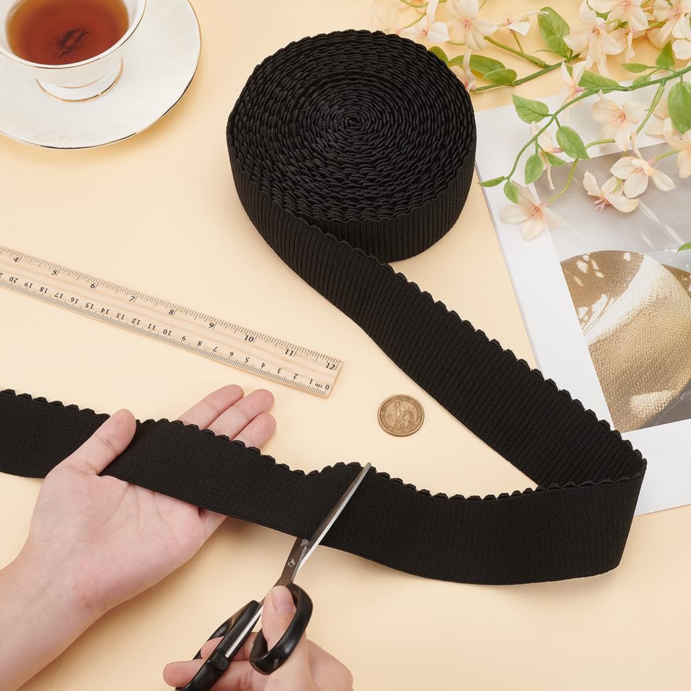 MAYJOYDIY 8.2m×49mm Black Comfortable Elastic Band Wider Elasticity Knitting Elastic Band Plush Strap Elastic Bands Trim Ribbon for Sewing Shoulder Waistband Strap Making - Image 3