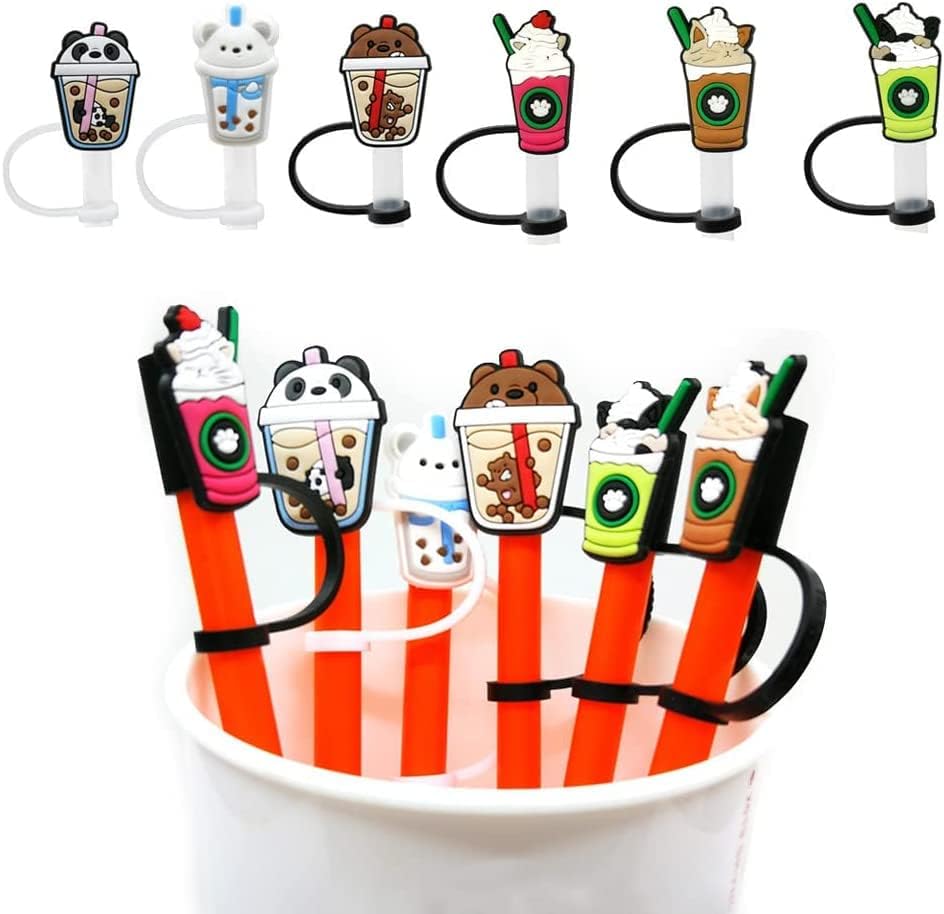 Miniatura 4 de Straw Covers Tips for Stanley Cup, 6Pcs Reusable Drinking stanley straw cover capCartoon Pattern Drinking Straw Cap Plugs Tip Cute Set,7-8 mm
