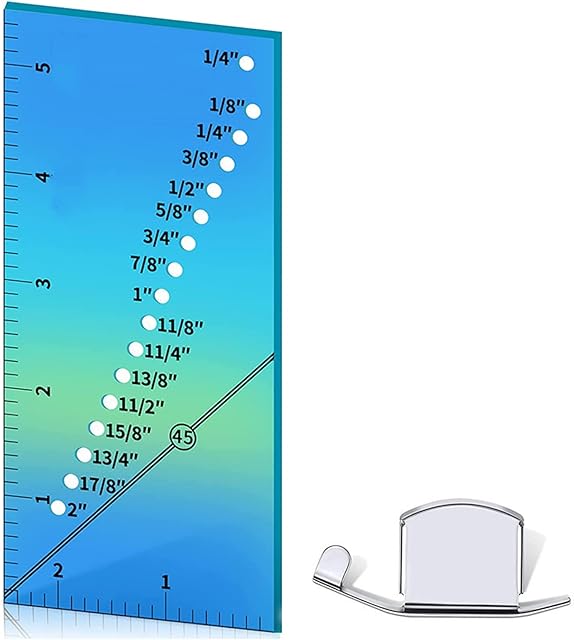 Seam Guide Ruler and Magnetic Seam Guide, Straight Line Hems Sewing Ruler and Perforated Seam Gauge from 1/8 to 2 Inch, 1/4 Inch Pivot Point and 45 Degree Trim Line, Sewing Accessories