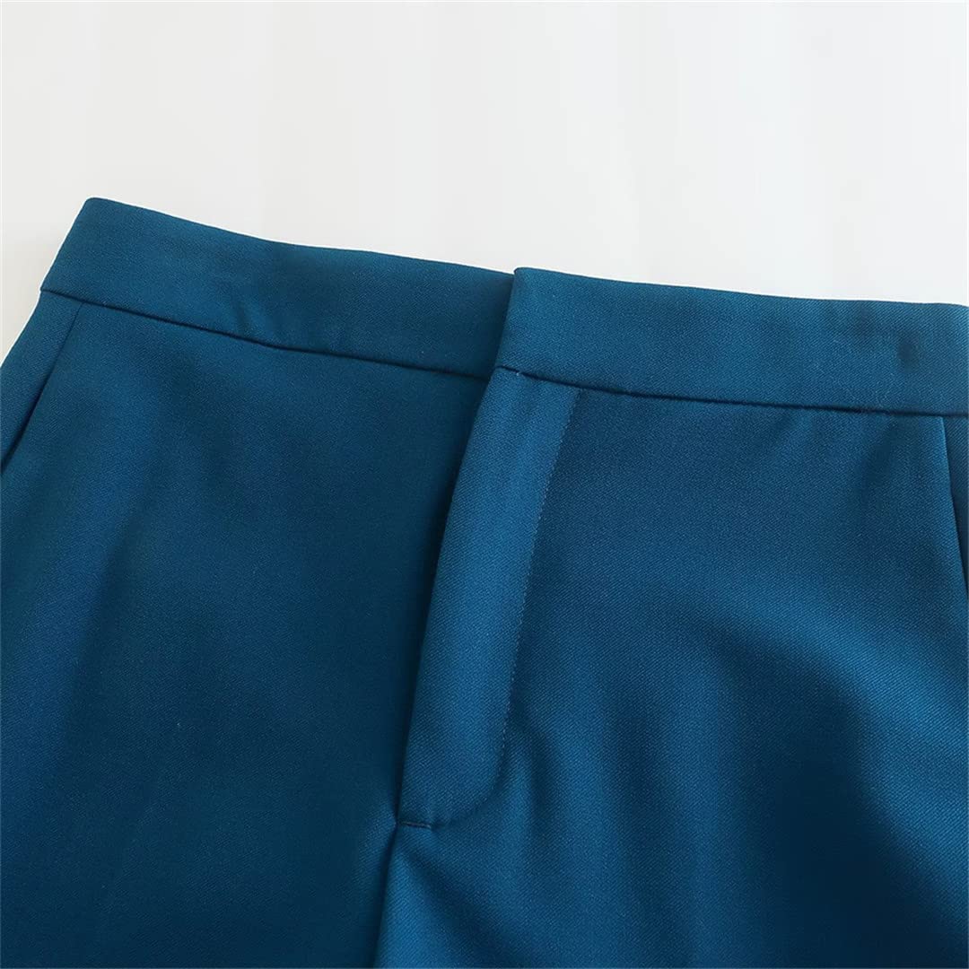 Spring - Conjunto de dos piezas para mujer, con botones, recto, cintura alta, pantalones de pierna ancha, Chaqueta de traje, L