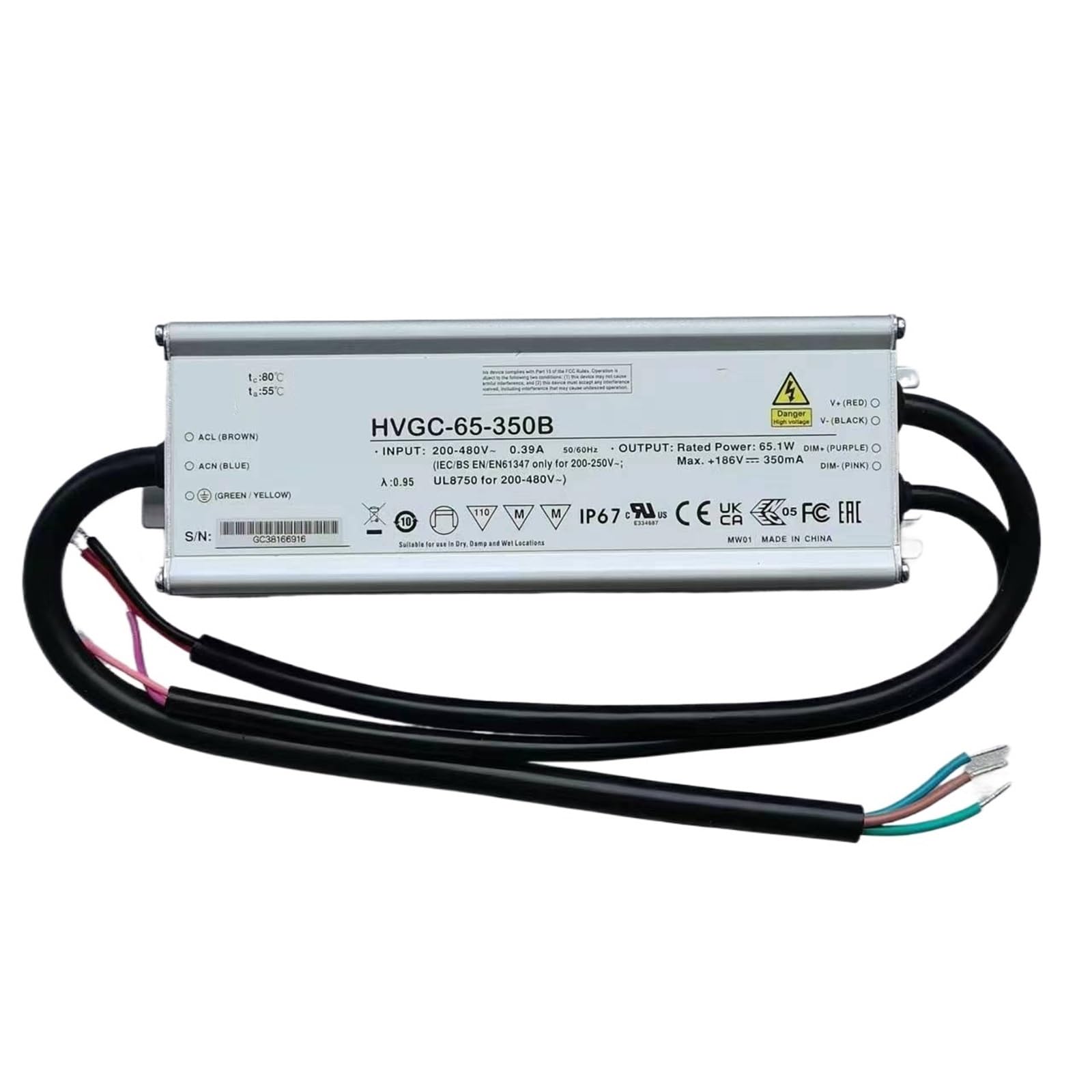 Alimentation LED HVG-65-48B 65W dimmable pour éclairage industriel