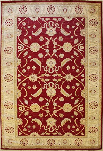6'6 X 10'0 Double Knot Ziegler Chobi Design Area Rug With Wool Pile - | A 6X10 Large Rug | An Authentic Hand Knotted Chobi Ziegler Rug Made With Vegetable Dyes #TOP28