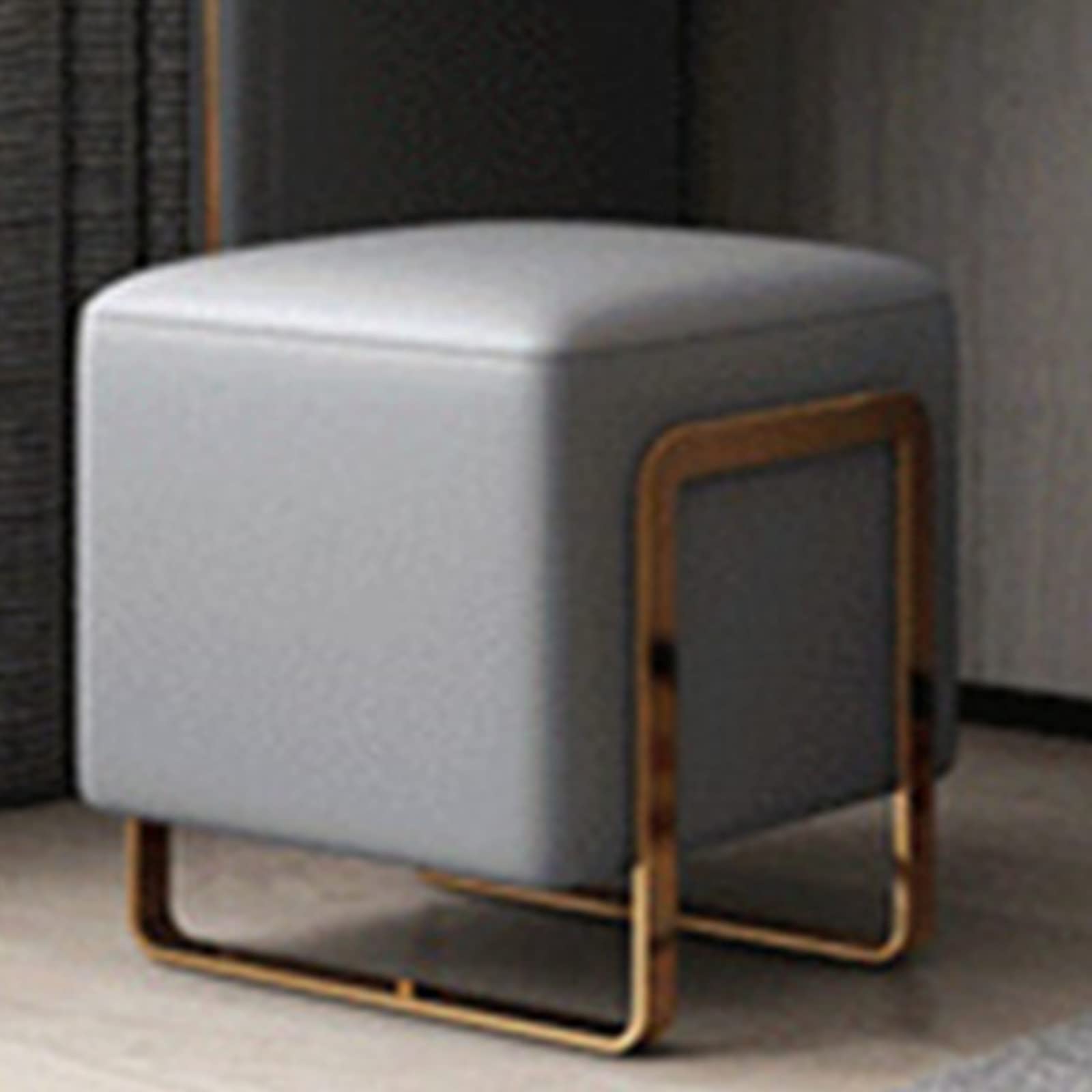 Tabouret de vanité carré en cuir PU avec pieds en métal plaqué T