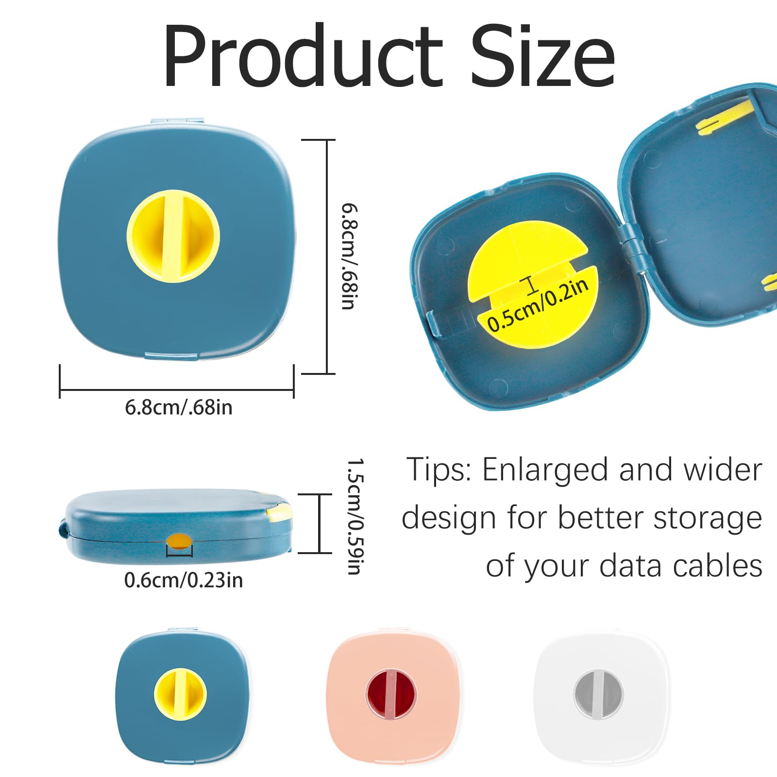 SITAKE Set di 3 Avvolgicavo Estensibili, Portatile Gestione dei Cavi Retrattili per Auricolar Cavo di Ricarica Cable Supporto Girevole Organizer per cavi USB piccoli accessori (3 pezzi quadrati)