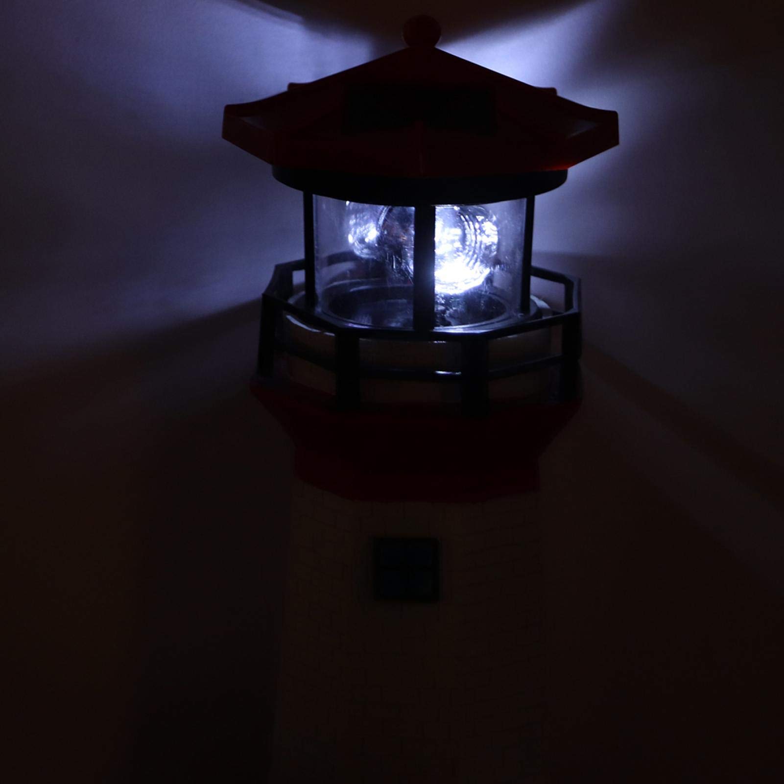 Pena Solar Lighthouse 360 Degree Rotating Lamp LED Solar Garden Lights Waterproof Beacon Suitable Outdoor Ornament Decoration For Patio Lawn & Garden 749497