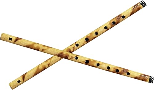 Miniatura 3 de Flauta de bambú de madera tradicional decorativa hecha a mano Basuri, instrumento musical indio para regalar y decoración (marrón, individual)