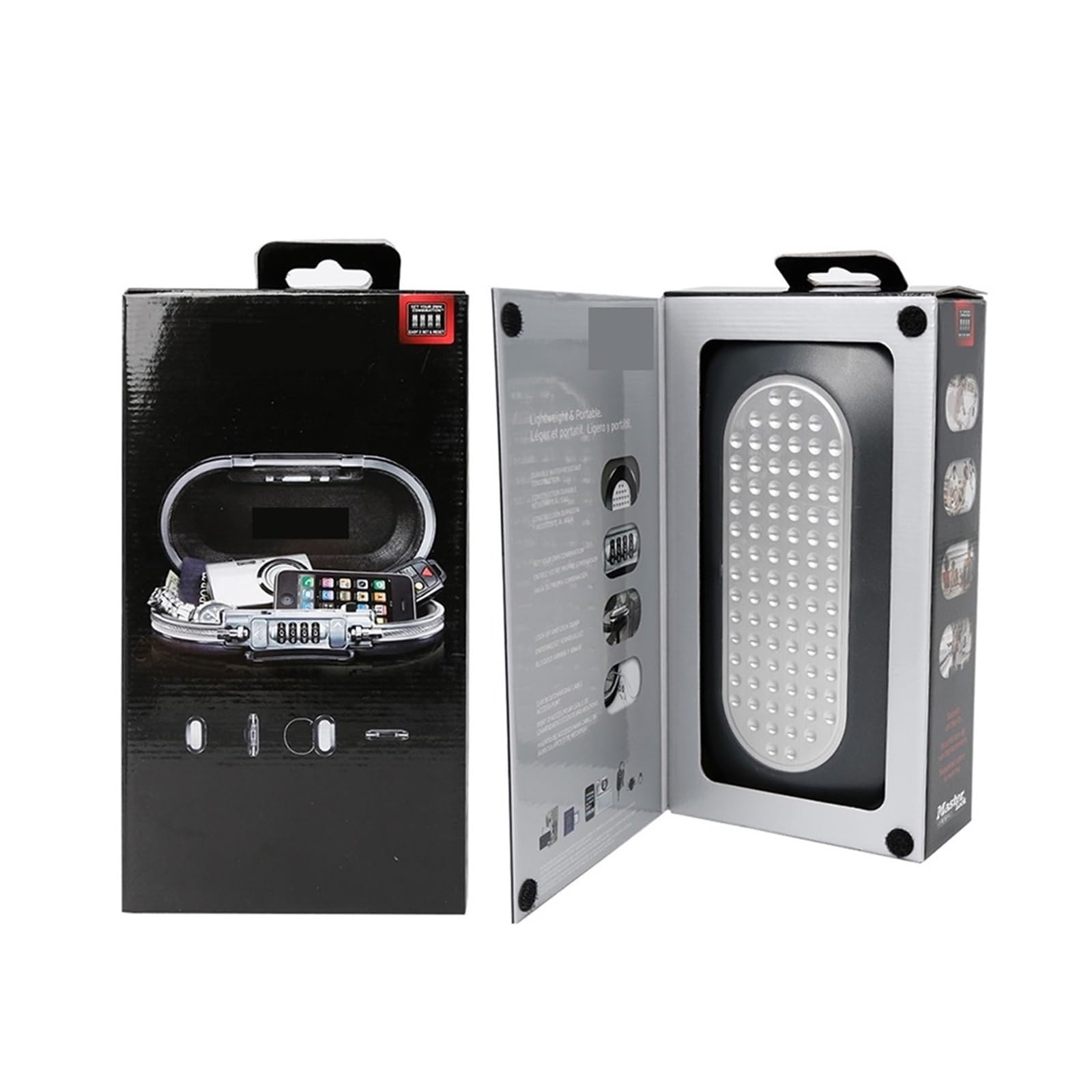Cassetta di sicurezza, Cassetta di sicurezza, mini cassaforte portatile con combinazione, password blocco, gioielli, contanti, carte, telefono, piccole scatole stoccaggio cavo metallico fisso