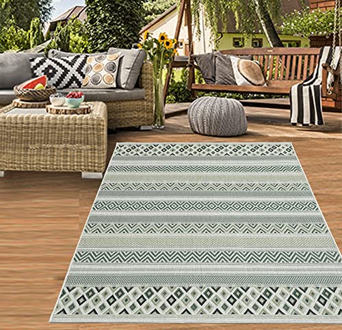 Teppich-Traum In- & Outdoor Teppich Sisal Optik Balkon Küche Wohnzimmer Terrasse gestreiftes...