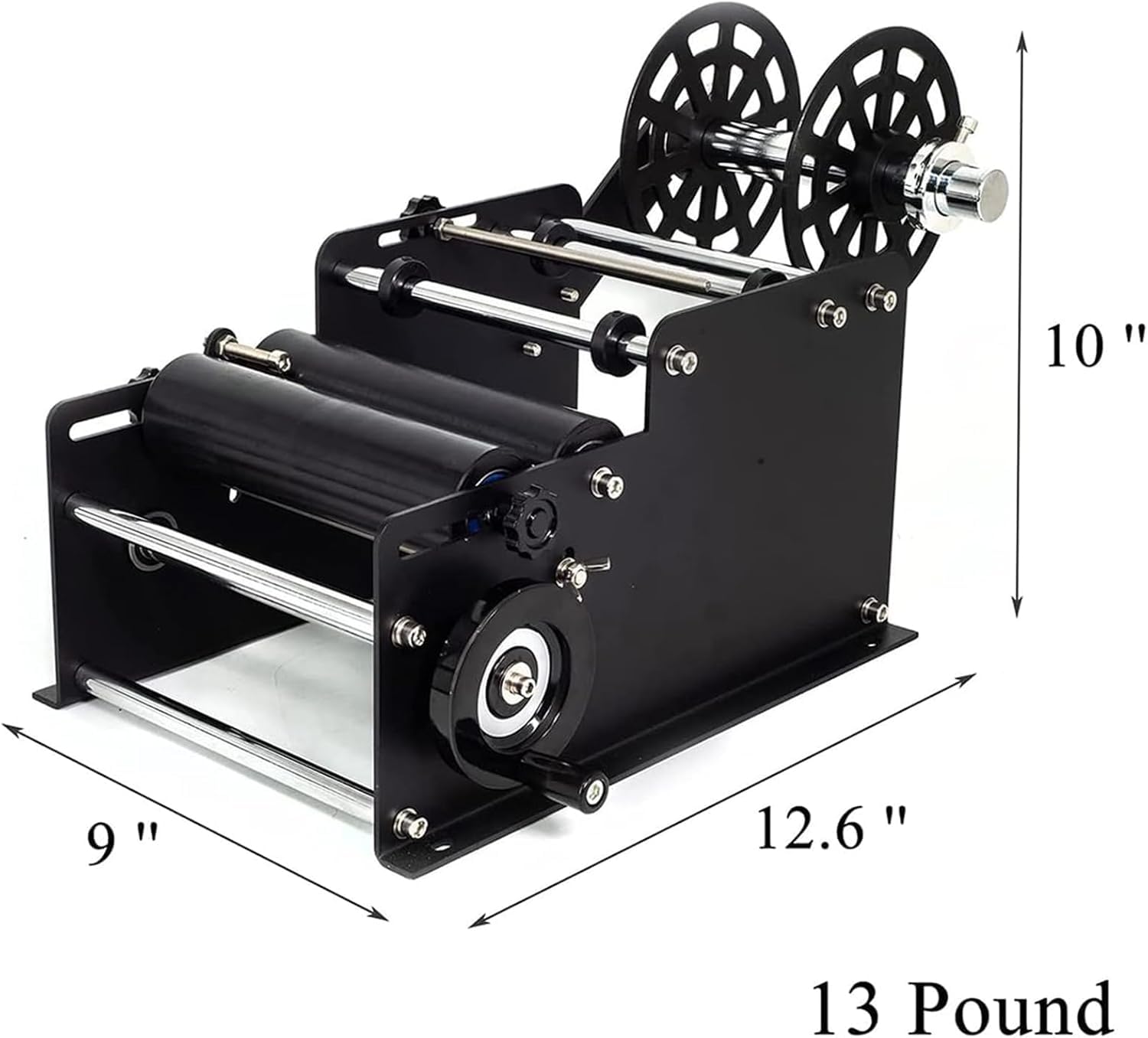 Etichettatrice semiautomatica per bottiglie rotonde, 30 volte/min, applicatore di etichette regolabile per bottiglie da 15-120 mm