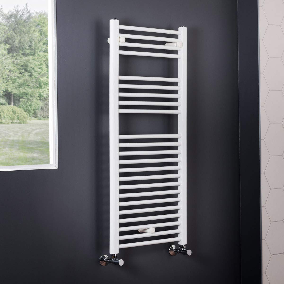 Nrg White Straight Bathroom Heated Towel Warmer Radiator Rail Rad Central Heating Ladder 1100 X 500Mm