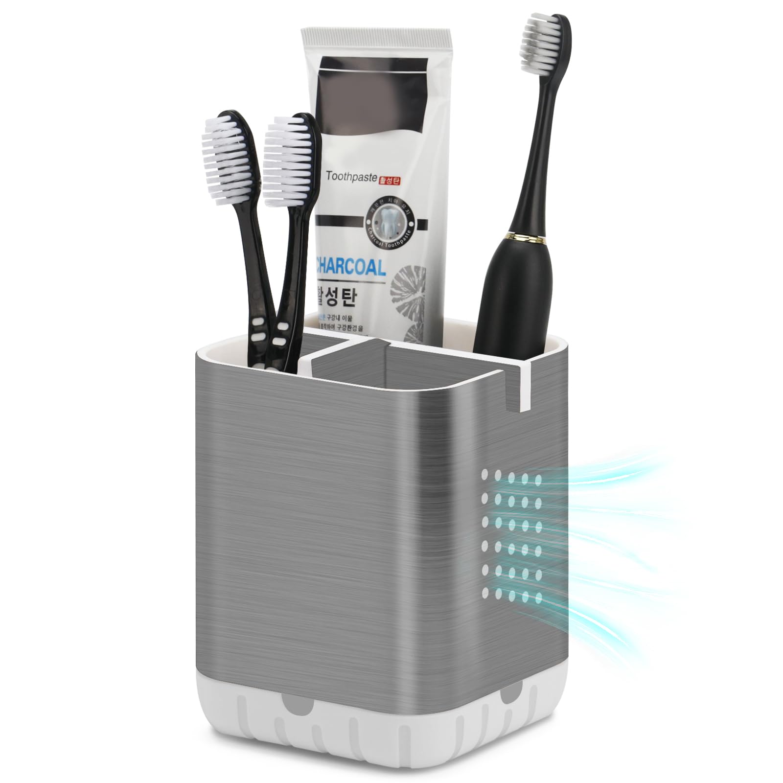 PARKMANI Portaspazzolino per bagno, organizer e conservazione del piano di lavoro, porta spazzolino elettrico e dentifricio, accessori da bagno organizer per cosmetici (venature del legno