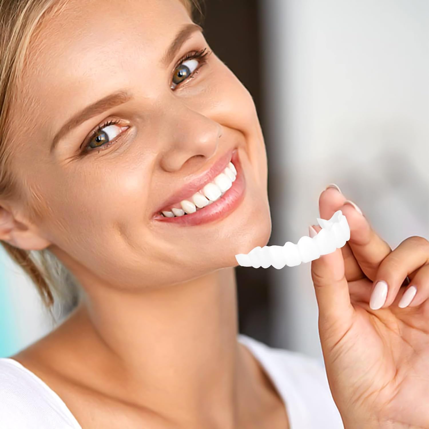 Dientes Postizos Temporales, 2 pares Dentaduras Postizas Instantáneas, Carillas Dentales, Dentadura Postiza Perfecta, Dentaduras Postizas Ajustables, Dientes Postizos, para Hombres Mujeres