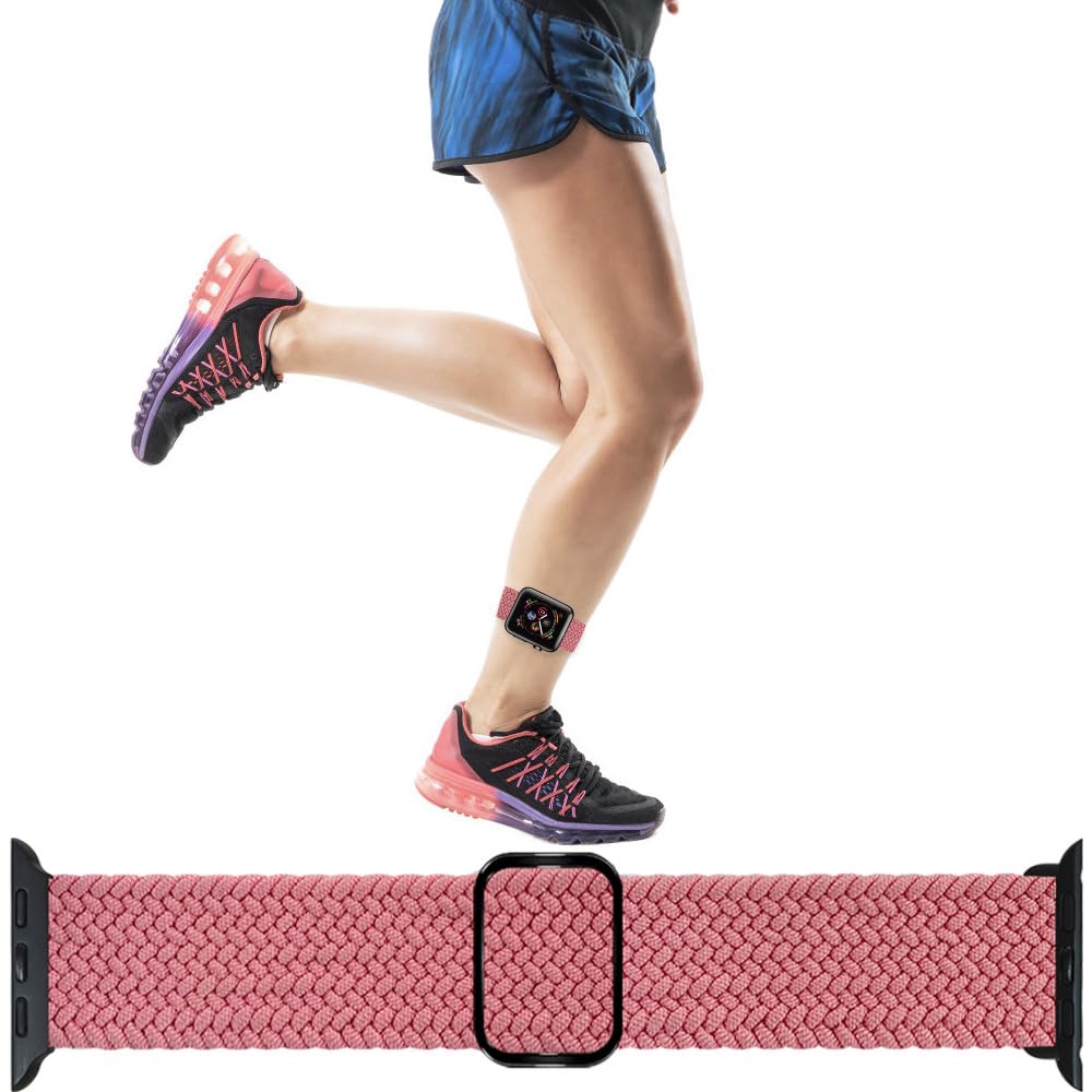 IFCASE Stretchy Arm/Ankle Watch Band for Apple Watch 49/45/44/42mm iWatch Series Ultra 8 7 6 5 4 3 2 SE, Elastic Sport Strap Unisex Armband or Ankleband (Pink)