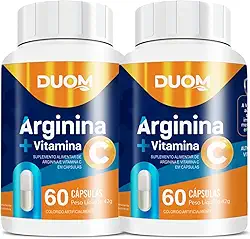 Duom, KIT 2 ARGININA COM VITAMINA C 60 CAPS CADA TOTAL 120 CÁPSULAS CLEAN LABEL - DUOM
