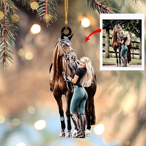 Miniatura 1 de Adorno personalizado para tu foto, adorno de mica con foto personalizada, adorno de caballo, adorno de Navidad de caballo, adorno de foto, adornos
