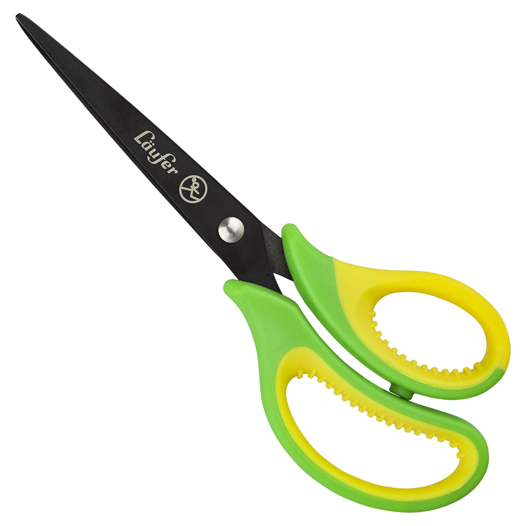 Läufer 87324 Ergonomic Craft Scissors for Left-Handed Users, Pointed, Green/Yellow, School Scissors from 1st Class - Image 3