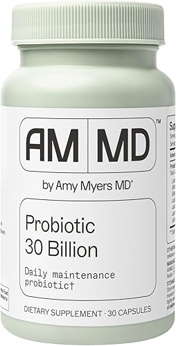 Amy Myers MD Probióticos 30 mil millones de UFC – Apoya la salud digestiva, el microbioma intestinal y la función inmune – 14 cepas – Sin lácteos y