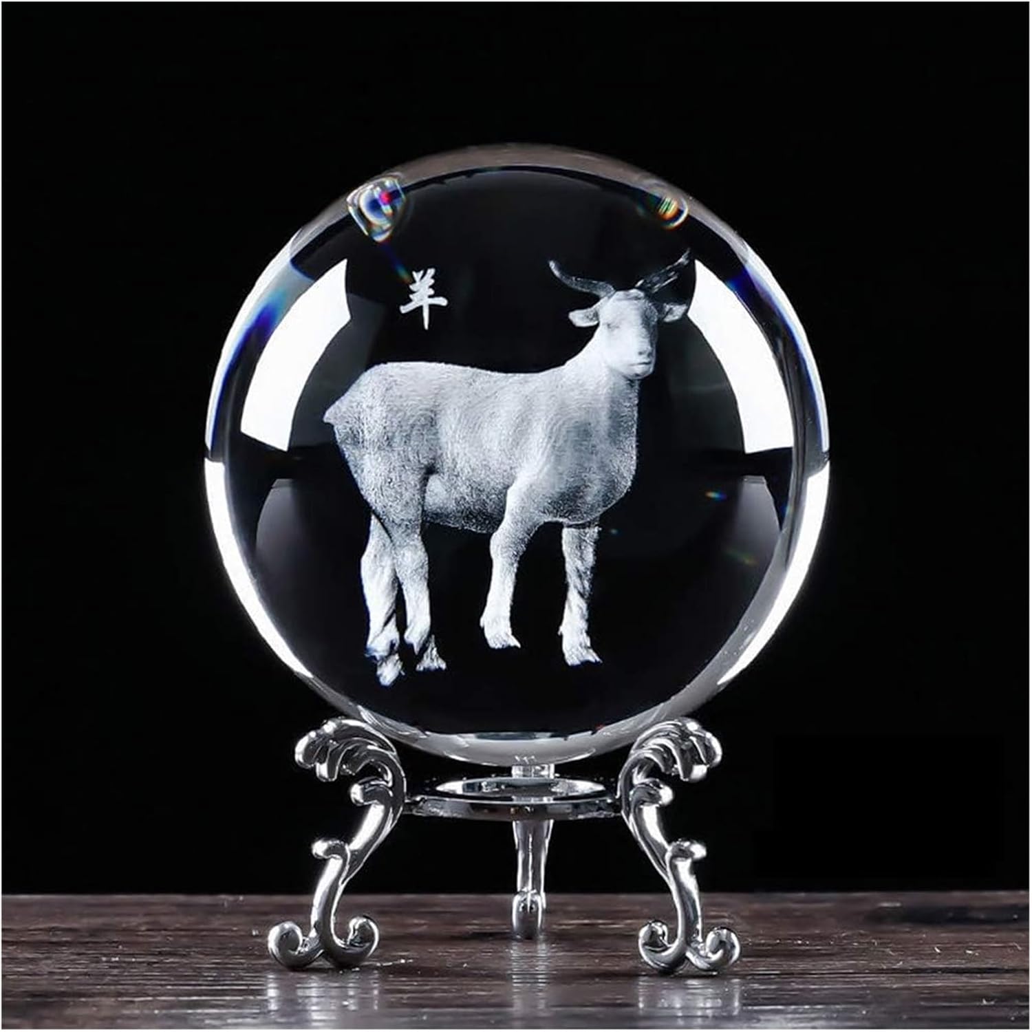Sculpture Tabletop Crystal Ball with Stand Decoration, 3D Zodiac Animal Figurines Model Sphere Crystal Ball, Desk Decoration Decor Wine Cabinet Decoration Gift,Pig~9cm (Color : Dragon~11cm)