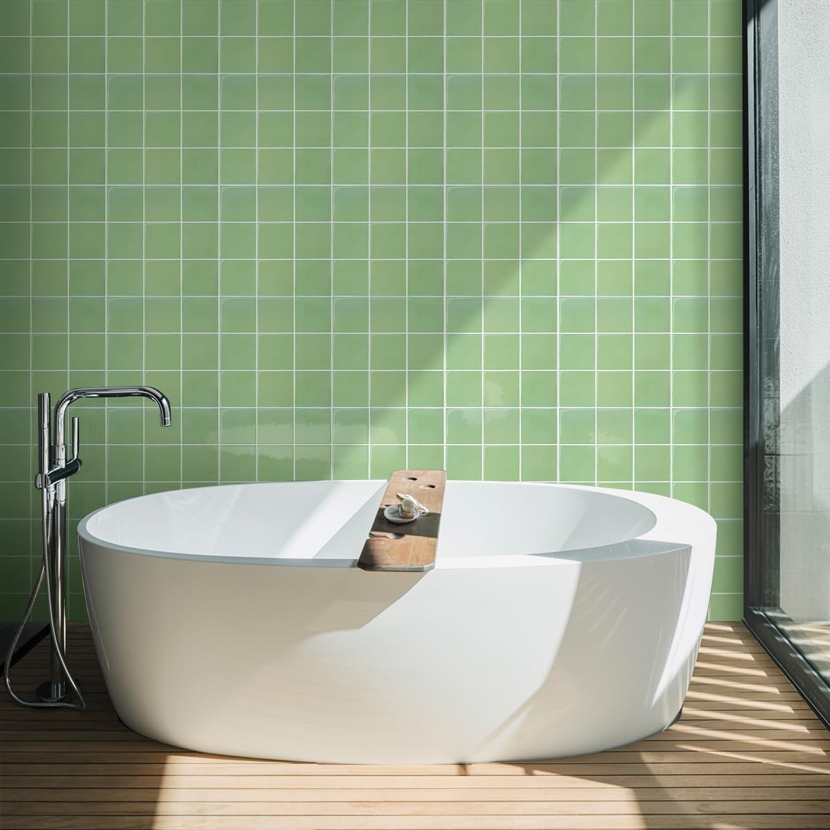 Commomy Più Spessi Paraschizzi Cucina Adesivo, Verde Salvia Piastrelle Mattonelle Adesive Bagno Vinile 3D Metro, Adesivi per Piastrelle Impermeabili(10 pezzi, 30,5 x 30,5 cm)