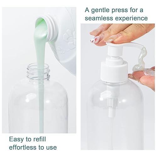 Miniatura 6 de Yebeauty Dispensador de botellas con bomba, paquete de 2 unidades de 13.5 oz13.5 fl oz, dispensador de jabón para loción para platos, contenedor de