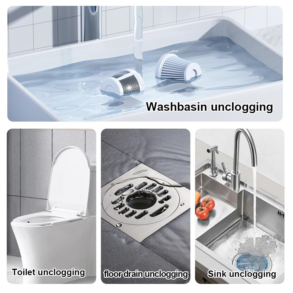 Déboucheur de Toilette à Air Comprimé avec 4 Ventouses, Deboucheur WC avec Manomètre Visuel, Déboucheur Toilette Puissant, pour Déboucher Les Évier Lavabo Baignoire Drain de Sol