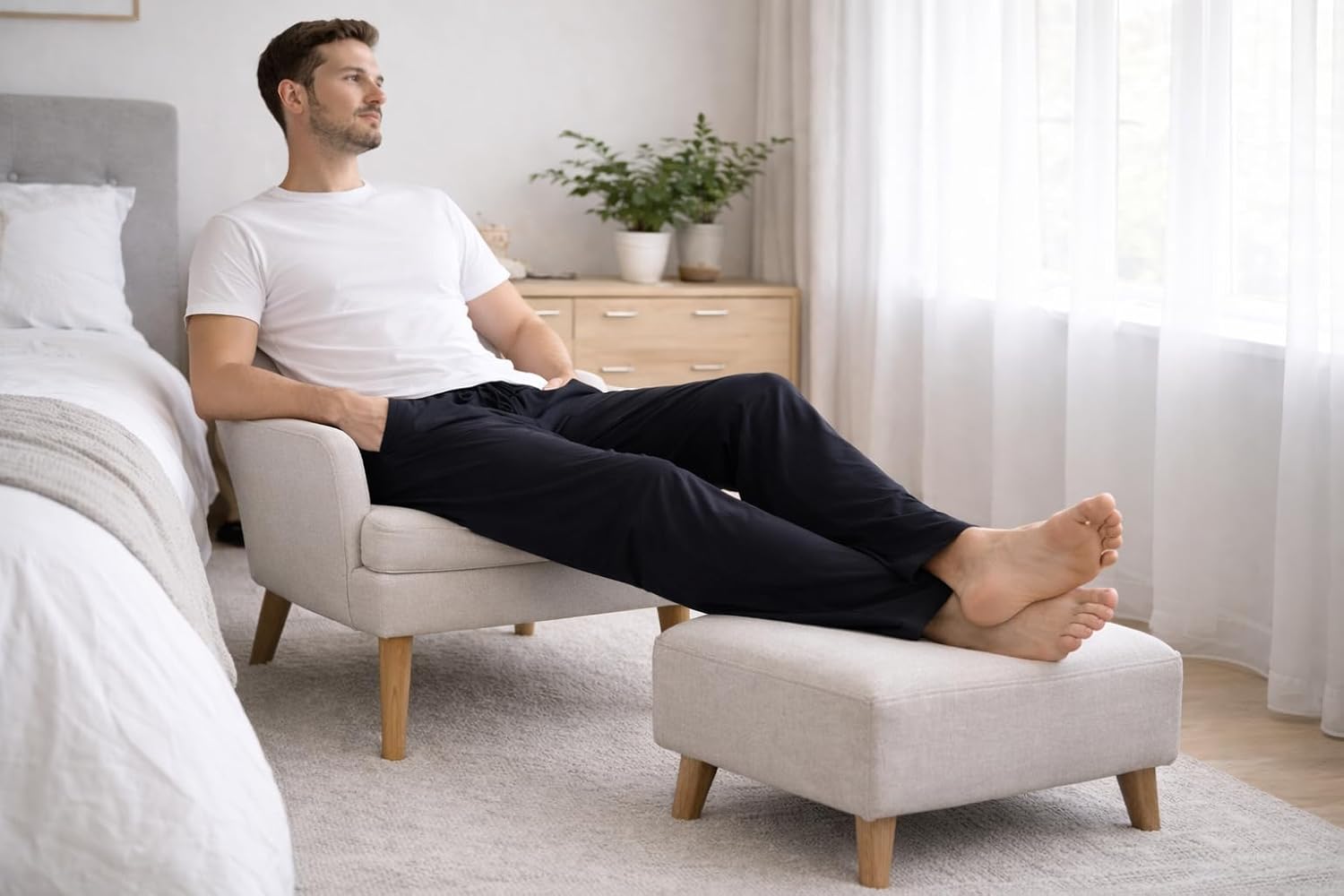 DARESAY Mens Pajama Pants 3 Pack – Soft Knit Lounge Sleep Pants with Pockets, Elastic Waist & Drawstring, Up to 3XL