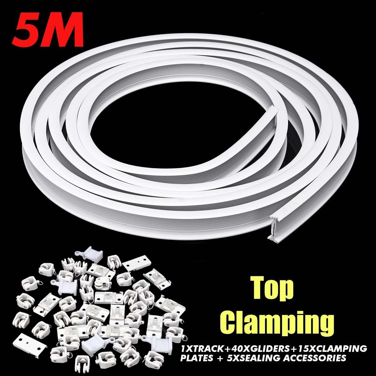 Gebogene Vorhangschiene,Gardinenschiene Zubehör 1m / 2m 3.0M 4m 5m 6m Flexibler Deckenvorhangspur biegbare Fensterstangenschiene gerade Kurve Vorhang Zubehör Kit Wohnkultur(3.0M Side Clamping)