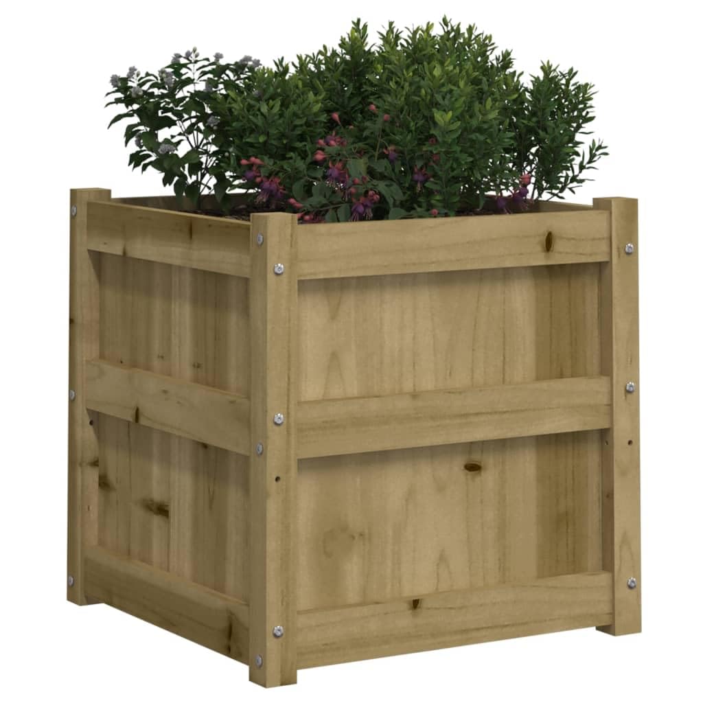 Fioriera in legno di pino impregnato in autoclave, 50 x 50 x 50 cm, 2 pezzi, resistente alle intemperie e al gelo, per giardino, balcone, terrazza, con drenaggio e serbatoio d'acqua per fiori