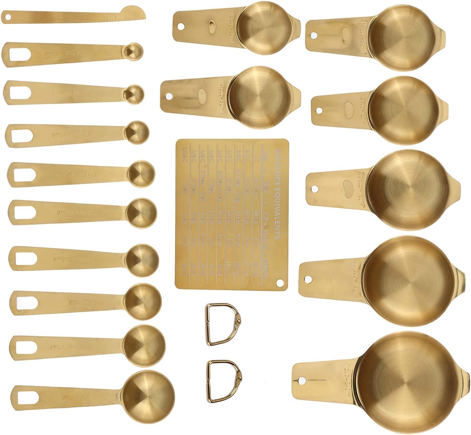 18PCS Measuring Cup, Stainless Steel Gold Coffee Spoon Cup Set Baking Scale Measuring Scoop Cup Set, Essential Kitchen Tools for Cocktail Wine Home Parties Bars Restaurant