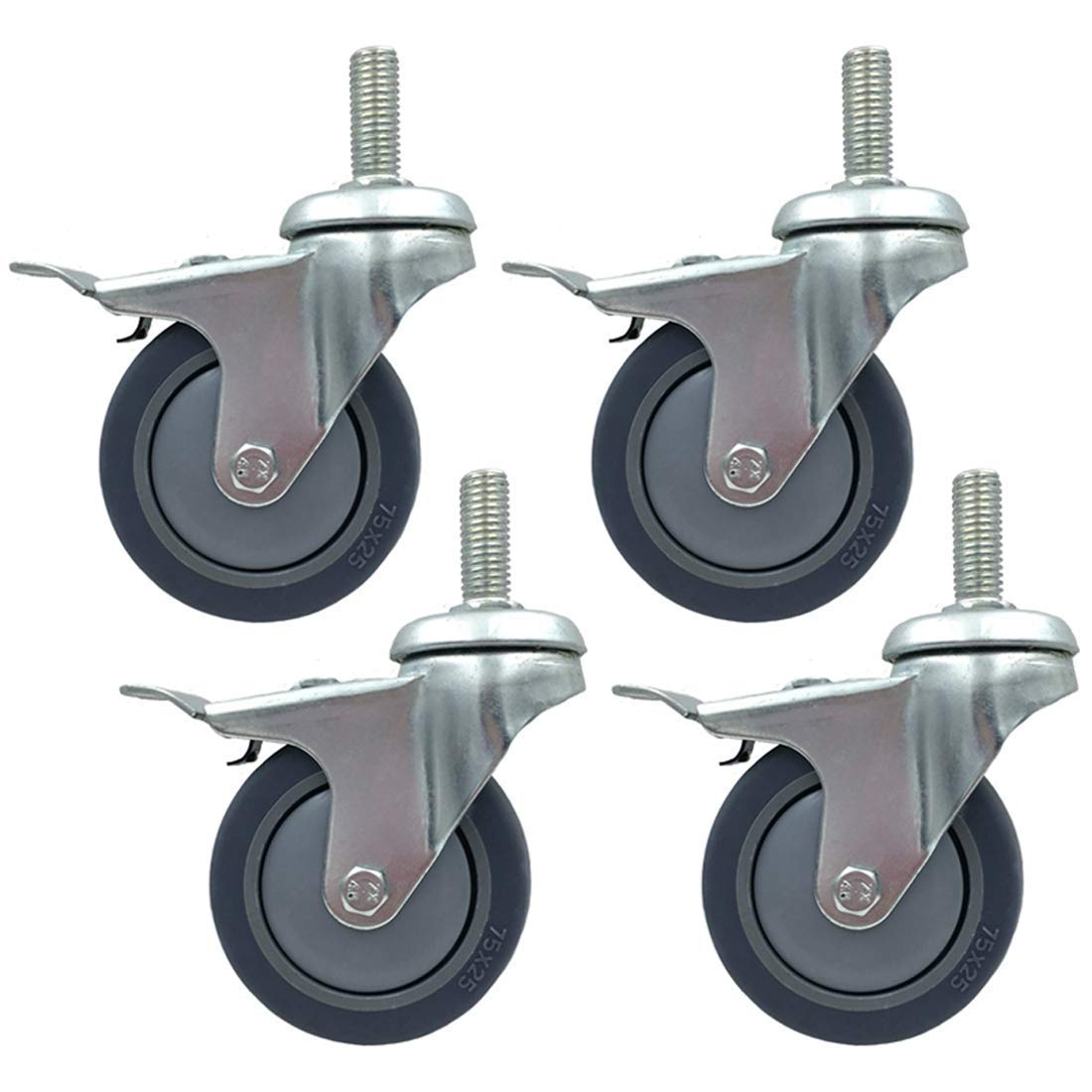 Swivel castors, Heavy Dutys 3" 75mm,Replacement Stem High 30mm,Load Capacity 130Kg,4Pcs(Universal,M10)