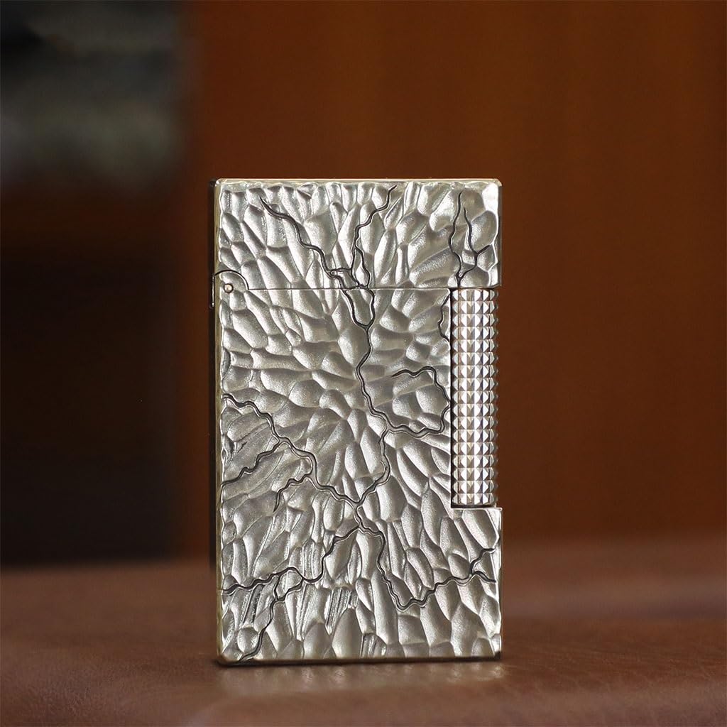 Creative Classic High-Grade Pure Copper Windproof Lighter Meteorite Crater Unique Design Flip Cover Piano Sound Side Sliding Ignition
