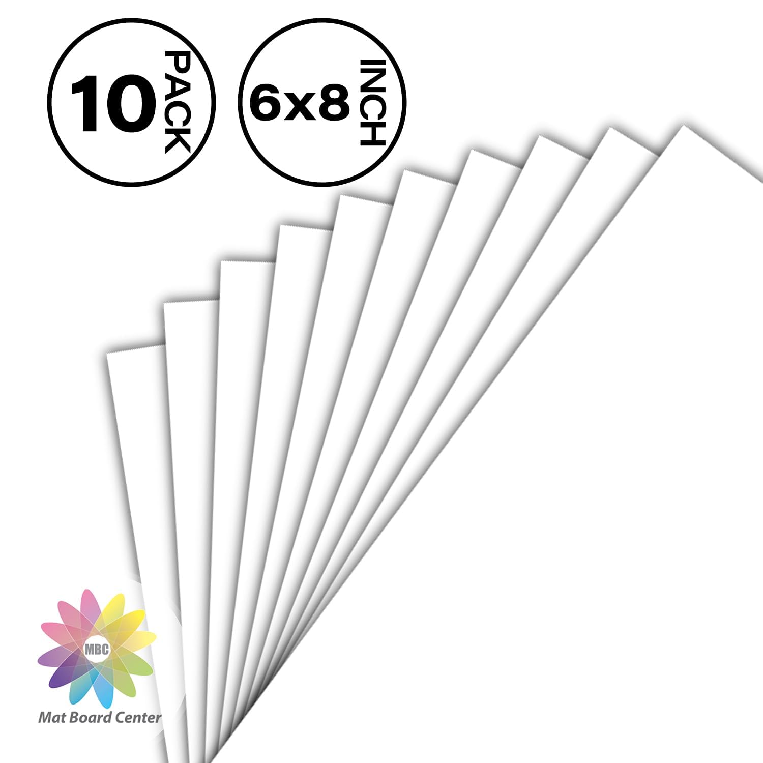 Matte Board Center, 10 Stück, 15,2 x 20,3 cm, ungeschnittene, weiße Farbe, säurefrei, 4-lagig, dicker weißer Kern, ideal für Bilder, Fotos, Rahmenrückseite