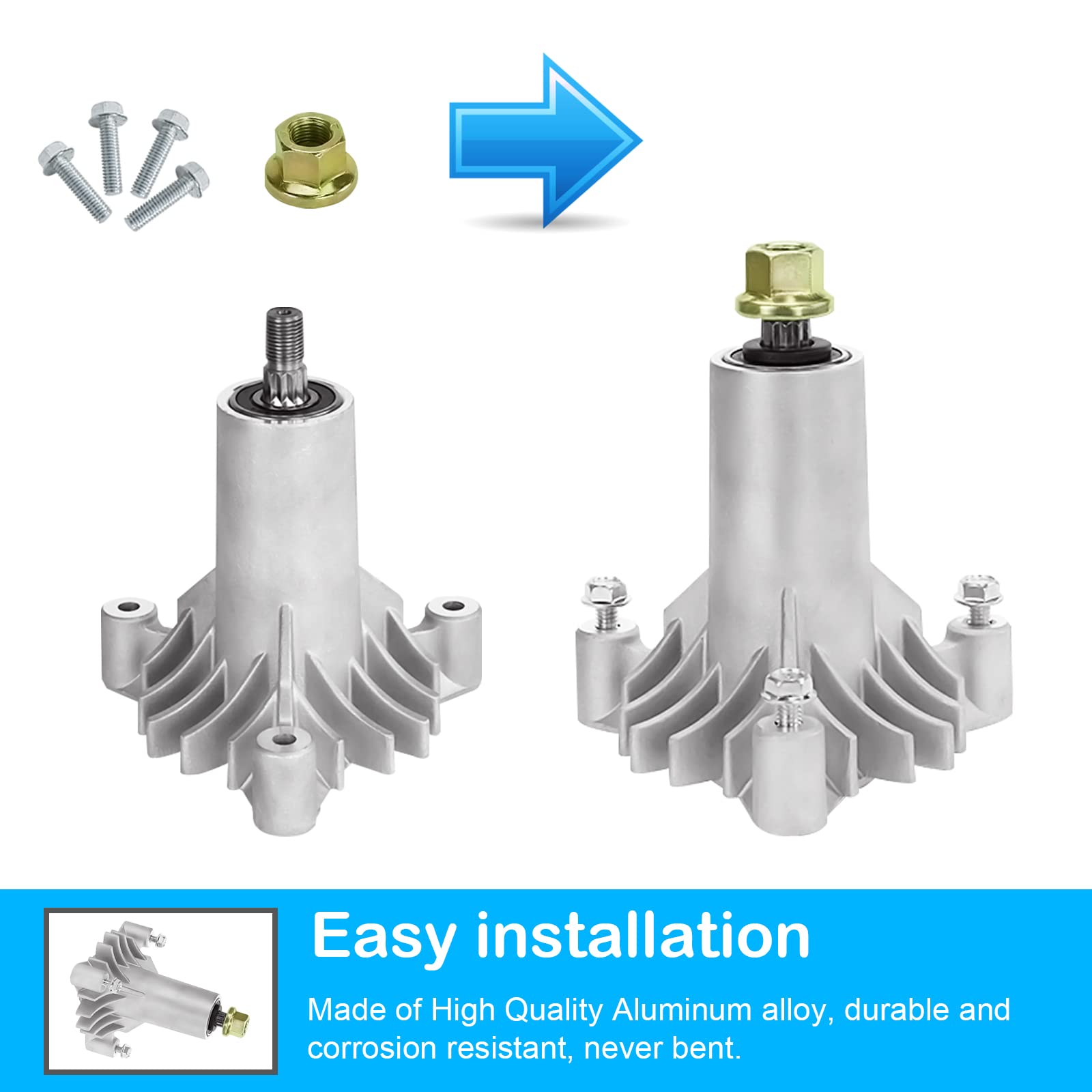 Kit de reconstrucción de cubierta para Craftsman LT1000 LT2000 130794 134149 144959 2 husillos 130794, 532130794, 2 cuchillas 134149, polea loca 131494, 95 1/1 2 pulgadas Cinturón 144959