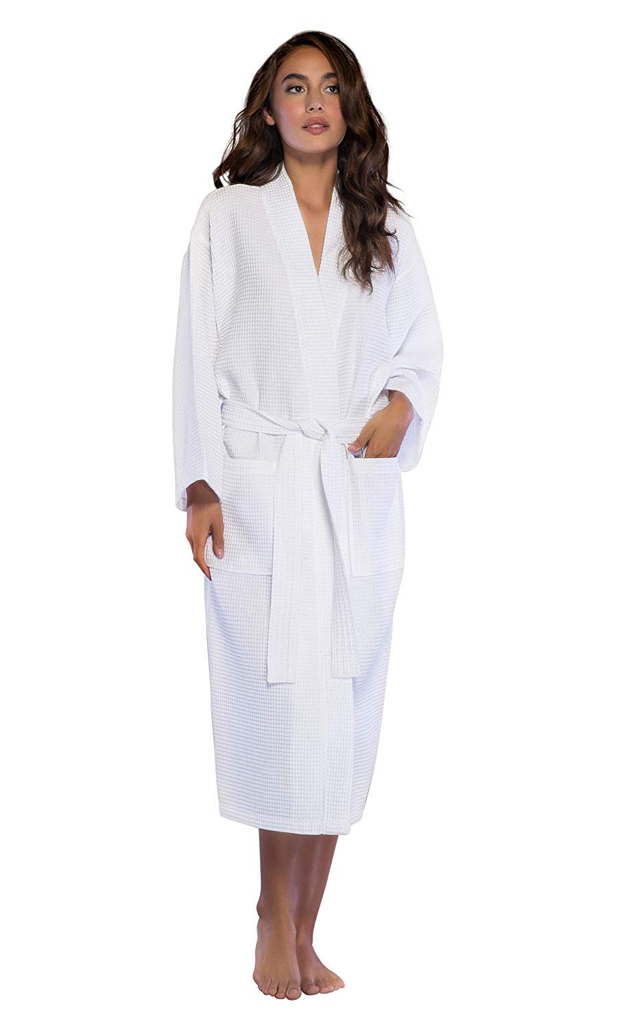 Personalized Embroidered and Monogrammed Bathrobes for Women | Lightweight Long Waffle Kimono Unisex Spa Robe