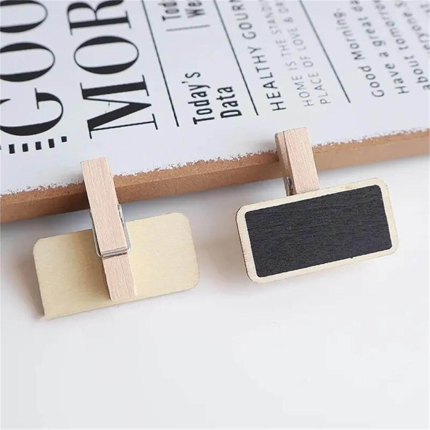 150pcs Mini Wooden Chalkboard Clip Outdoor Gardening Label Decoration Price Tag Display Holder Memo Note Clamp(ColorB)