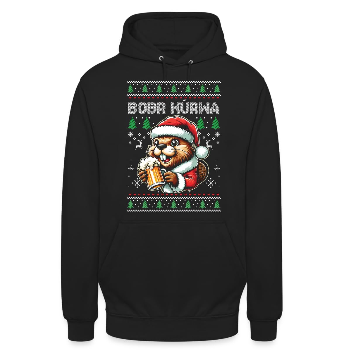 Bobr Kurwa Bier Beer - Jersey navideño navideño con capucha, Negro , S