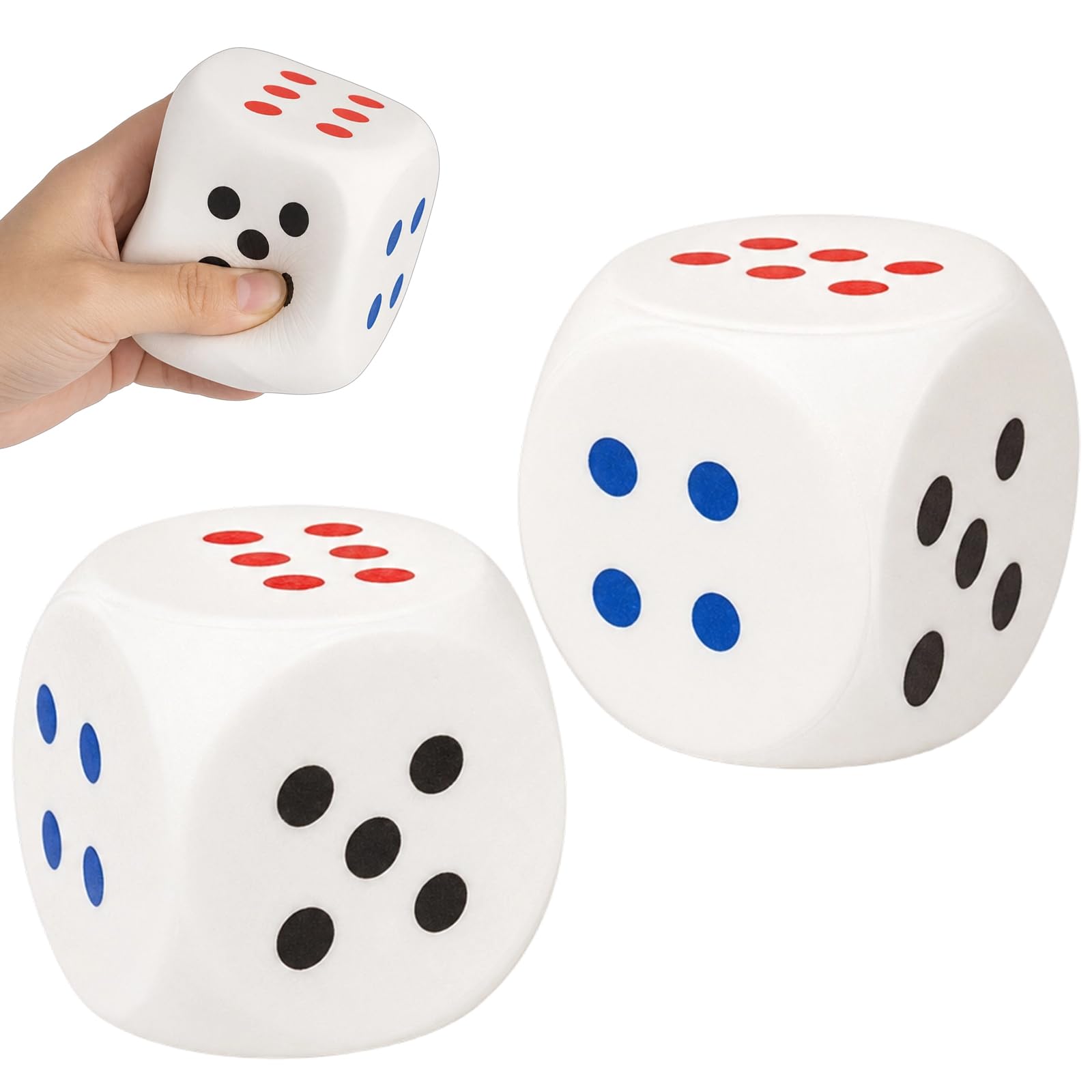 2Pcs Large Dice, 6cm Foam Sensory Stress Relief Toys for Group Activities and Party Favours