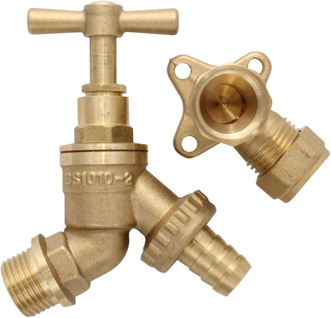 fiXte® 1/2 inch BSP Water Taps with Brass Wall Plate Fixture