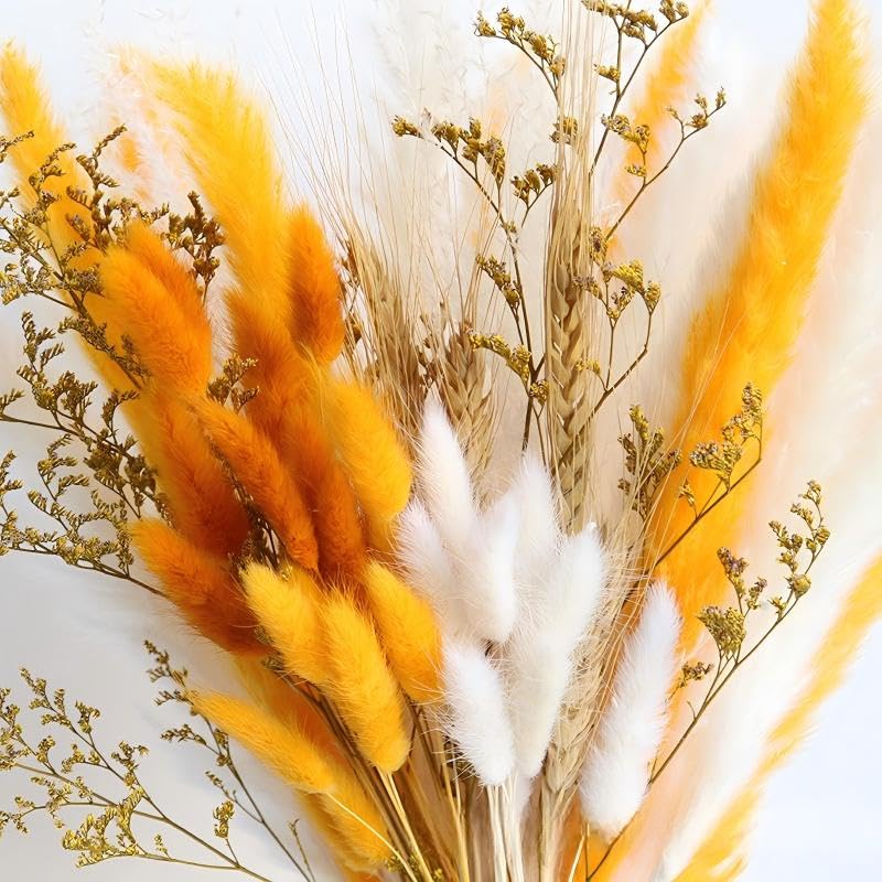 Ramo de flores secas Boho con pasto cola de conejo y hierba pampas miniatura 4