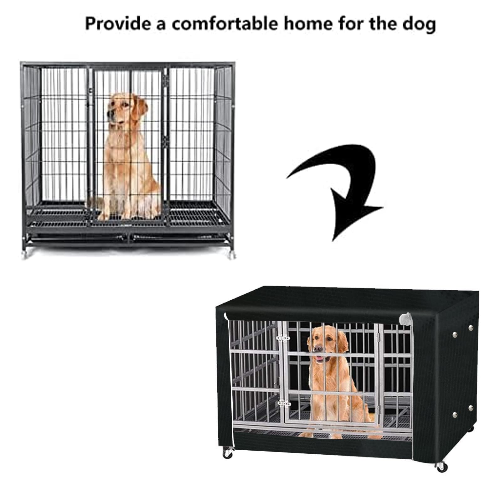 Hundekäfigabdeckung,Hundekäfig Abdeckung,Hundekäfig für Drinnen und Draußen,Abdeckung für Hundeboxen mit Doppeltür langlebig Winddicht,Hunde-Zubehör für Den Innen und Außenbereich