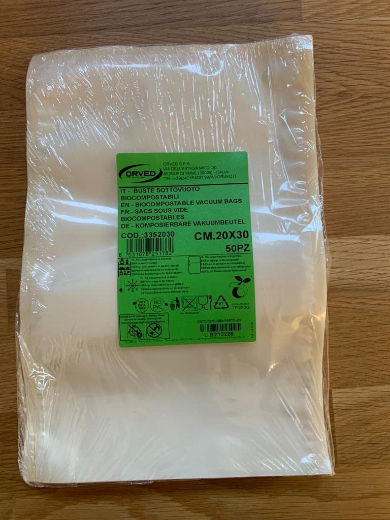 Sacchetti Sottovuoto Biocompostabili "Natural Vaccum Bags" - ORVED - 200x300mm - Conf. Da 50pz