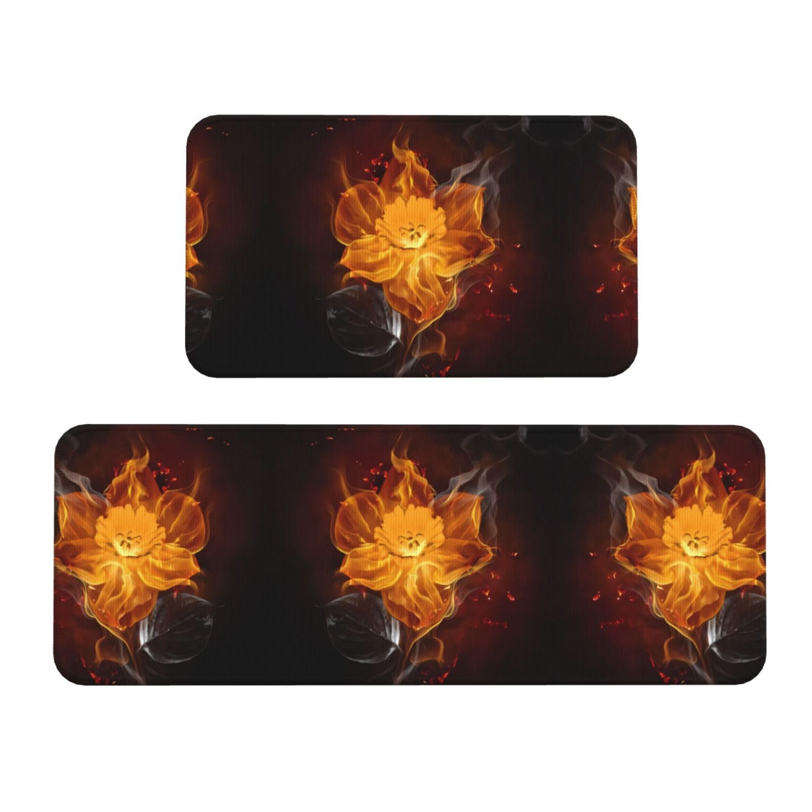 Alfombras antideslizantes de cocina con flores, juego de 2 alfombrillas para entrada y lavado