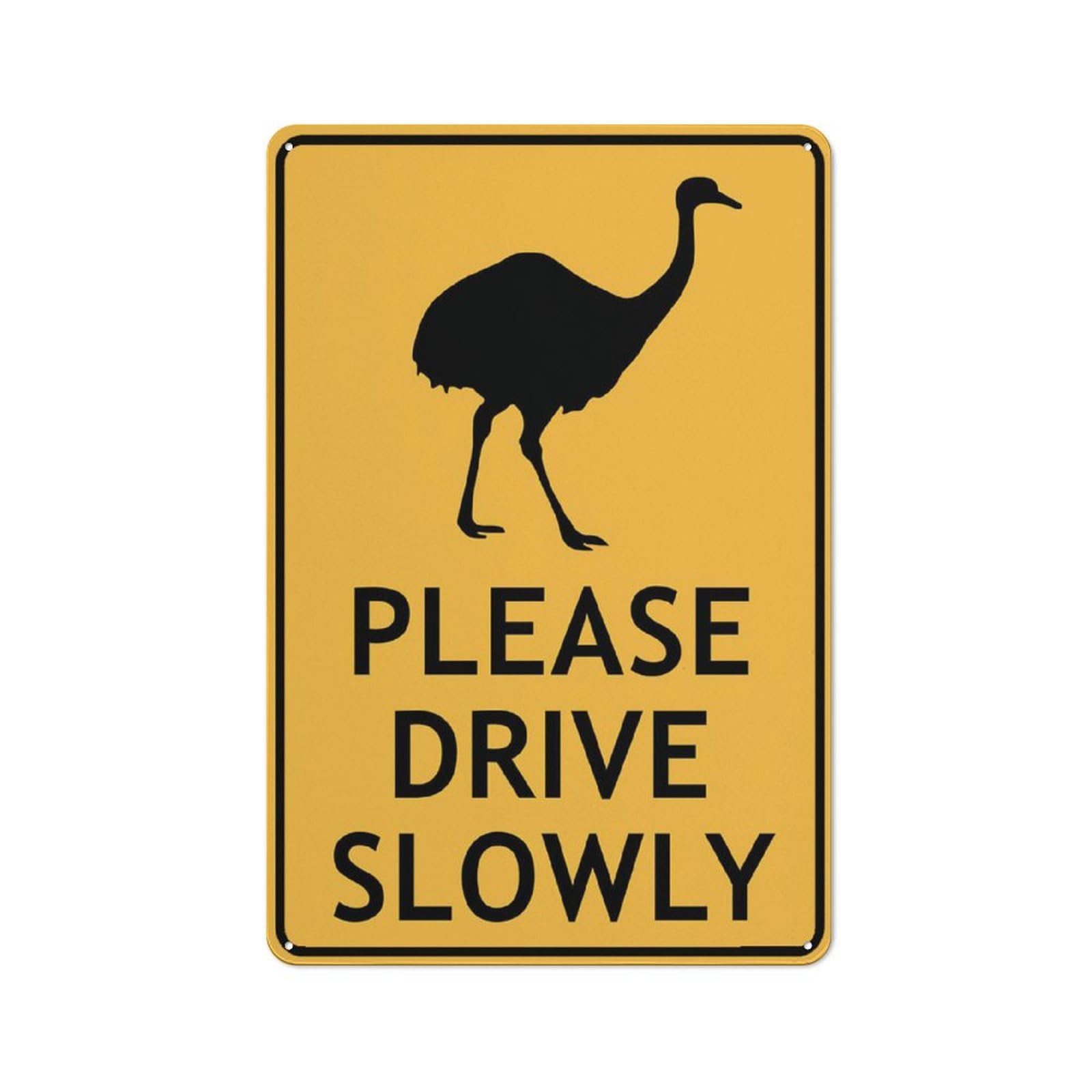 Emu Area (Please Drive Slowly) Sign, 8x12 Inch Metal Aluminum, Pre-Drilled Holes for Easy Mounting, Indoor/Outdoor Use for Fence, Door, Gate