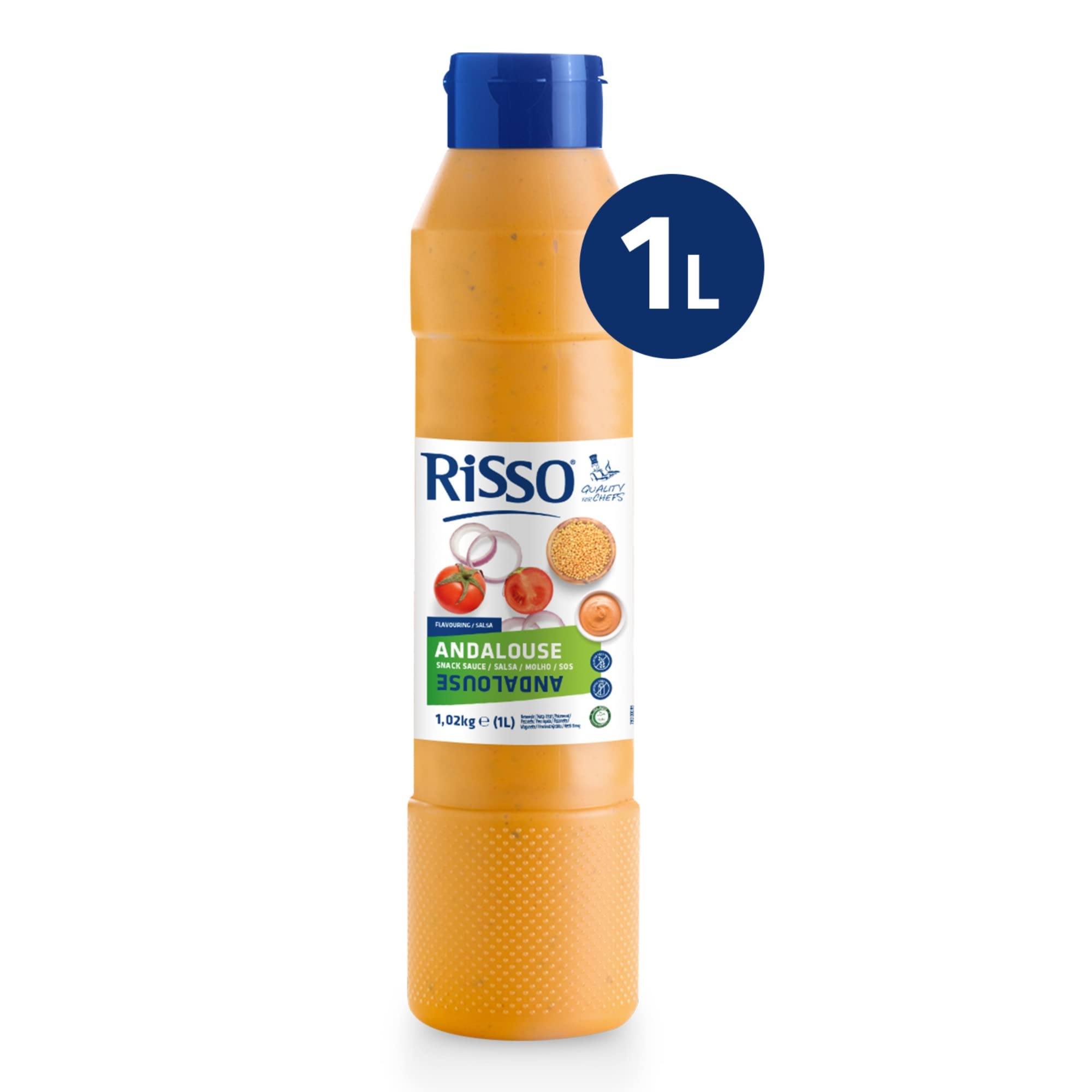 Risso - Andalouse - Salsa Especiada - Pack de 6 Botes de 1 L - Ideal para Acompañar Carnes y Patatas - Producto Vegetariano y Sin Gluten - Delicioso e Intenso Sabor en tus Platos