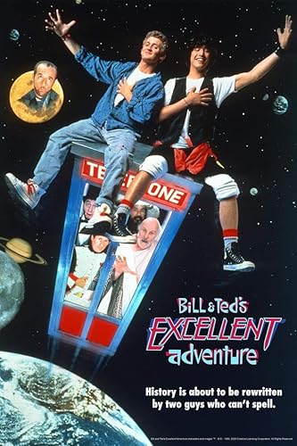 Póster laminado de Bill and Teds con excelente aventura, arte de clave de aventura, estilo retro, vintage, clásico de los años 80, póster de