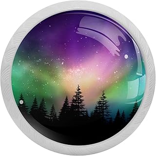 Wielokolorowe zorza polarna kanadyjski las gałka do szuflady uchwyt do wyciągania gałki do szafki ze szkła kryształowego 4 szt