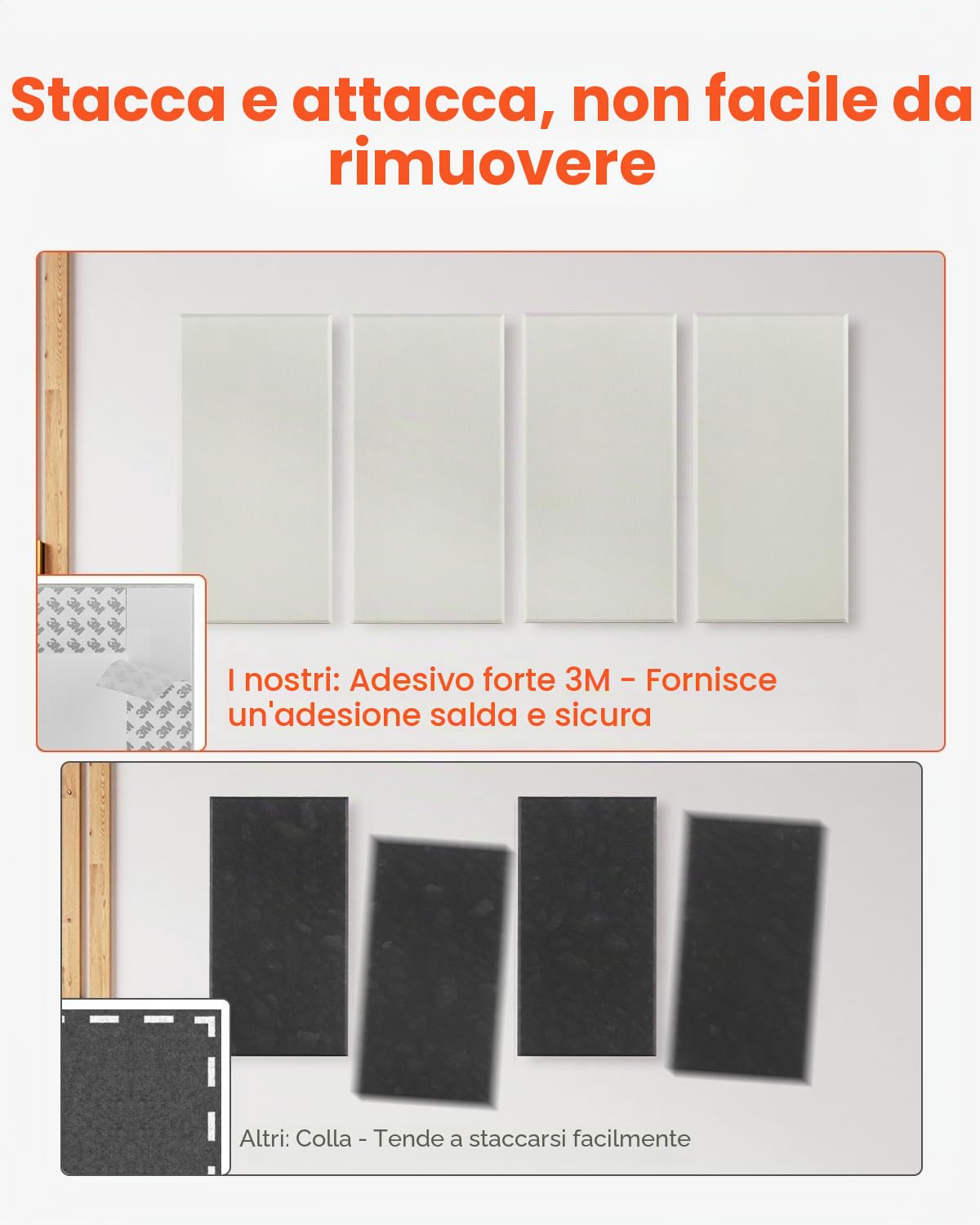 VEVOR Pannelli Acustici Murali Fonoassorbenti Autoadesivi, Pannelli Fonoassorbenti in Fibra di Vetro Bianca 4,36 kg, per Studi, Uffici, Sale Riunioni, 4 Pezzi 600 x 300 x 50 mm, Beige